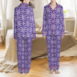 Newborn Toddler Purple Satin Pajamas: Elegant White Floral Medallion Pattern - Birthday Sleep Set Satin Pajamas Set