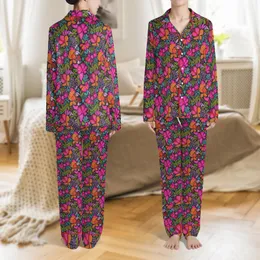 Women's Indian Floral Hand Block Print Cotton Pajama Set: Vibrant Abstract Botanical Nightwear Satin Pajamas Set