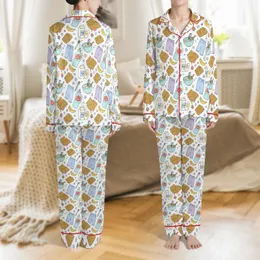 Kids' Golden Waffle Pajama Set: Hand-Drawn Breakfast & Sleepover Stars Satin Pajamas Set