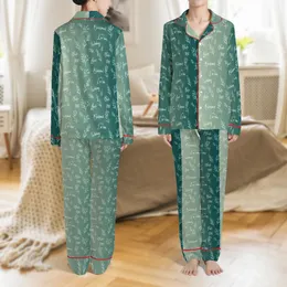 Bridal Party Sage Green Botanical Script Satin Sleep Set: 'Bridesmaid' Leaf Pattern Loungewear Satin Pajamas Set