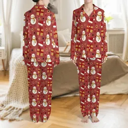 Baby's First Christmas Personalized Whimsical Knitted Snowmen & Santa Hat Pattern Soft Pajamas Satin Pajamas Set