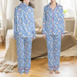 Personalized Bridal Party Dusty Blue Floral Satin Getting Ready Pajamas Satin Pajamas Set