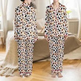 Women's & Family Playful Cow Print Pajamas: Organic Spot & Moo Face Silky Sleep Set Satin Pajamas Set