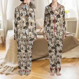 Pet Lover's Photorealistic Puppy Kitten Dog Cat Faces Collage Kid Satin Pajamas Set