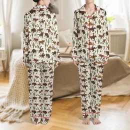 Women's Retro Cowgirl Pajamas: Hand-Drawn Bronc Rider & Saguaro Western Cotton PJs Satin Pajamas Set