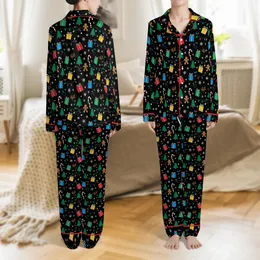 Family Group Christmas Pajamas: 'Most Likely To' Festive Candy Cane & Gingerbread Pattern Satin Pajamas Set