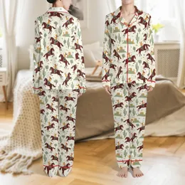 Kids Western Rodeo Pajamas: Vintage Cowboy Bronc Lassoing Hand-Drawn Sleep Set Satin Pajamas Set