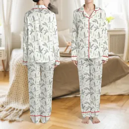 Wildlife Lover's Vintage Flying Geese Pajamas: Muted Pine Mountain Cream Pattern - Polyester Sleepwear Satin Pajamas Set