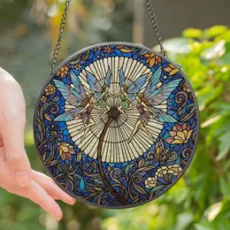 Enchantment Seekers' Iridescent Tiffany Stained Glass Fairies Dandelion Botanical Mosaic Jewel Tones Stained Glass Suncatcher