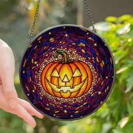 Halloween Enthusiasts' Spooky Stained Glass Jack-o'-Lantern Celestial Mosaic Jewel Tones Stained Glass Suncatcher