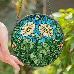 Nature Lovers' Intricate Tiffany Stained Glass Morning Glory Jewel Tone Garden Mosaic Stained Glass Suncatcher