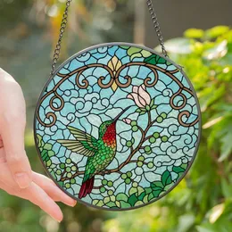 Nature Lovers' Vibrant Tiffany Stained Glass Hummingbird Floral Jewel Tone Mosaic Art Stained Glass Suncatcher