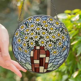 Art Enthusiasts' Intricate Tiffany Stained Glass Daisy Bouquet Iridescent Yellow Terra Cotta Mosaic Stained Glass Suncatcher
