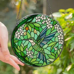 Nature Lovers' Intricate Tiffany Stained Glass Hummingbird Garden Mosaic Jewel Tone Design Stained Glass Suncatcher
