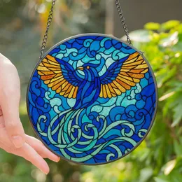 Nature & Art Enthusiasts Vibrant Tiffany Stained Glass Bird Royal Blue Sunny Yellow Turquoise Teal Intricate Mosaic Sky Stained Glass Suncatcher