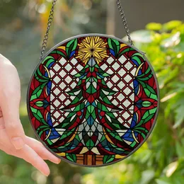 Holiday Enthusiasts' Intricate Stained Glass Christmas Tree Mosaic, Tiffany Style Jewel Tones Stained Glass Suncatcher