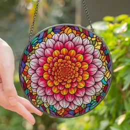 Art Lovers' Vibrant Stained Glass Lotus Bloom Jewel Tone Floral Mosaic Stained Glass Suncatcher