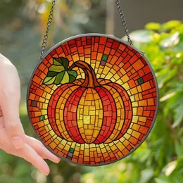 Art Lovers' Intricate Stained Glass Pumpkin Mosaic, Luminous Amber Orange Jewel Tones Stained Glass Suncatcher