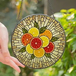Art Lovers' Intricate Tiffany Stained Glass Citrus Fruit Jewel Tone Mosaic Art Stained Glass Suncatcher