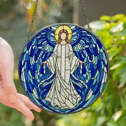 Art Lovers' Edge-to-Edge Tiffany Stained Glass Angel Wings Deep Blue Aqua Stained Glass Suncatcher