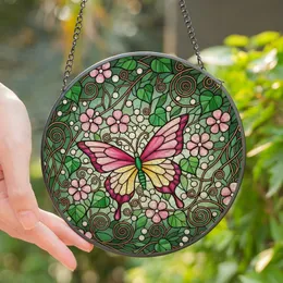 Nature Lovers' Vibrant Intricate Stained Glass Butterfly Floral Mosaic Jewel Tones Stained Glass Suncatcher