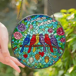 Nature & Art Lovers' Edge-to-Edge Tiffany Stained Glass Birds, Vibrant Floral Sky Mosaic Stained Glass Suncatcher