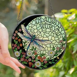 Art Enthusiasts' Vibrant Tiffany Stained Glass Dragonfly Floral Mosaic, Jewel Tone Blues, Greens, Pinks Stained Glass Suncatcher
