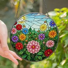 Art & Garden Lovers' Intricate Stained Glass Dahlia Mosaic Jewel Tone Artwork Stained Glass Suncatcher