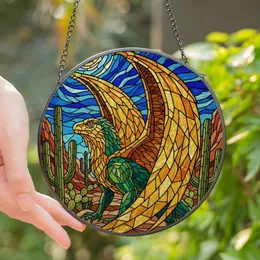 Fantasy Art Lovers' Vibrant Tiffany Stained Glass Dragon Mosaic Desert Art with Jewel Tones Stained Glass Suncatcher