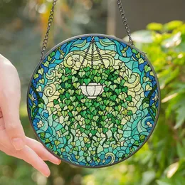 Nature Lovers' Luminous Emerald Lime Tiffany Stained Glass Heart Ivy Pattern Stained Glass Suncatcher