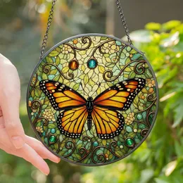 Nature Lovers' Vibrant Tiffany Stained Glass Monarch Butterfly Emerald Teal Amber Garden Mosaic Stained Glass Suncatcher