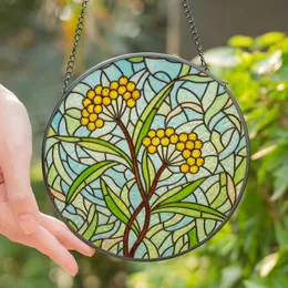 Art Enthusiasts' Tiffany Style Stained Glass Botanical Yellow Berry Mosaic Pattern Stained Glass Suncatcher