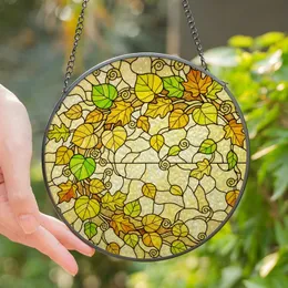 Nature Lovers' Vibrant Stained Glass Autumn Leaves Garland Mosaic Design Stained Glass Suncatcher