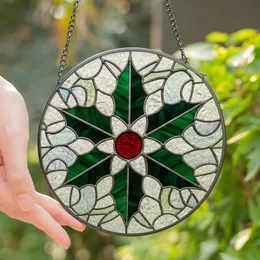 Art Lovers' 8K Detailed Tiffany Stained Glass Ruby Berry Emerald Holly Frost Mosaic Stained Glass Suncatcher