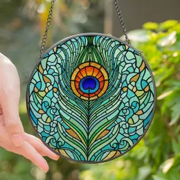 Art Lovers' Vibrant Tiffany Style Stained Glass Peacock Feather Mosaic Art Stained Glass Suncatcher