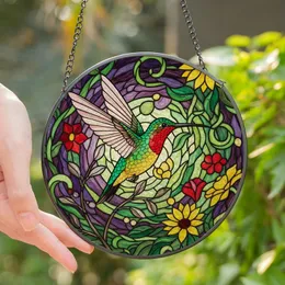 Nature Lovers' Vibrant Ruby-throated Hummingbird Tiffany Stained Glass Garden Mosaic Stained Glass Suncatcher