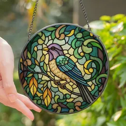 Nature Lovers' Vibrant Purple Bird Tiffany Stained Glass Intricate Foliage Mosaic Jewel Tones Stained Glass Suncatcher