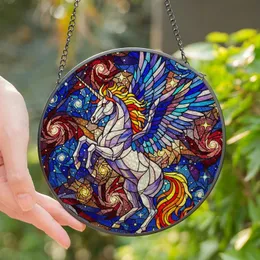 Fantasy Lovers' Glowing Stained Glass Alicorn Nebula Jewel Tone Cosmic Art Stained Glass Suncatcher