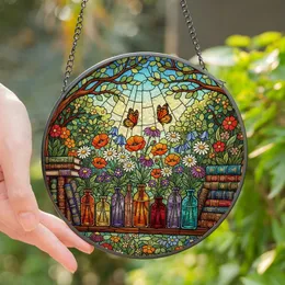 Nature Lovers' Intricate Stained Glass Wildflower Bouquet Jewel Tone Garden Mosaic Butterflies Stained Glass Suncatcher