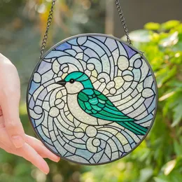 Art Lovers' High Contrast Tiffany Style Stained Glass Teal Emerald Bird Art Nouveau Mosaic Stained Glass Suncatcher