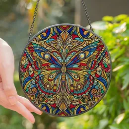 Art Lovers' Majestic Stained Glass Butterfly Mosaic Art Iridescent Jewel Tones Blues Yellows Oranges Greens Stained Glass Suncatcher