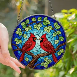 Cardinal Lovers' Vibrant Tiffany Stained Glass Northern Cardinal Jewel Tone Mosaic Stained Glass Suncatcher
