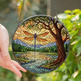 Nature & Art Lovers' Vibrant Tiffany Stained Glass Dragonfly River Jewel Tone Mosaic Stained Glass Suncatcher