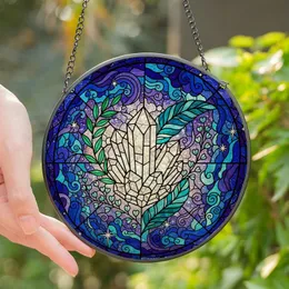 Art & Nature Lovers' Intricate Stained Glass Geometric Crystal Botanical Celestial Mosaic in Emerald Teal Aqua Jewel Tones Stained Glass Suncatcher