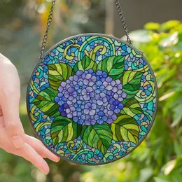 Nature & Art Lovers' Tiffany Stained Glass Hydrangea Bloom Jewel Tone Organic Mosaic Stained Glass Suncatcher
