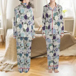 Bridesmaid Women's  Painterly Peony Floral Rayon Cotton Long Sleeve Long Pants Sleepwear Kid Satin Pajamas Set
