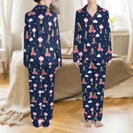 Little Dreamer's Teddy Bear Car & Balloon Journey Fabric Design Satin Pajamas Set