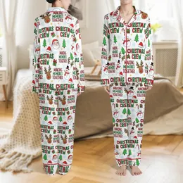 Family Christmas 2025 Crew: Making Memories Festive Seamless Pattern Digital PNG Design Satin Pajamas Set