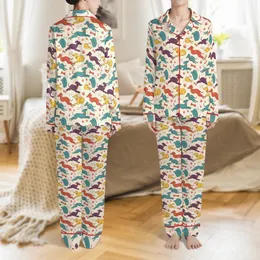 Italian Greyhound Dog Pajamas: Whimsical Iggy & Paw Print Pattern - Vibrant Folk Art Sleep Set Satin Pajamas Set