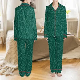 Luxury Bride & Bridesmaid Satin Pajamas: Emerald Botanical Leaf & Script Button Down Satin Pajamas Set
